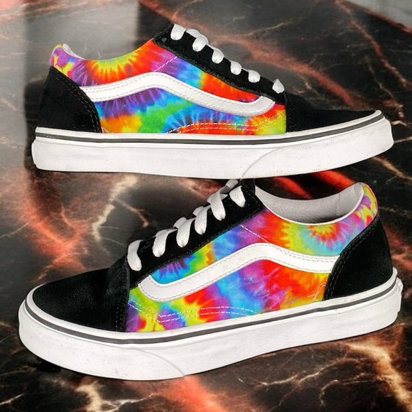 Vans Old Skool Tie Dye Black Rainbow Skate Shoes Women’s 5.5 - Picture 8 of 10